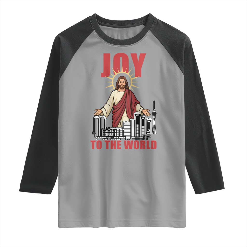Jesus Christmas Raglan Shirt Joy To The World Christian - Wonder Print Shop