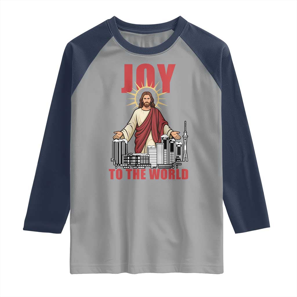 Jesus Christmas Raglan Shirt Joy To The World Christian - Wonder Print Shop