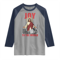 Jesus Christmas Raglan Shirt Joy To The World Christian - Wonder Print Shop