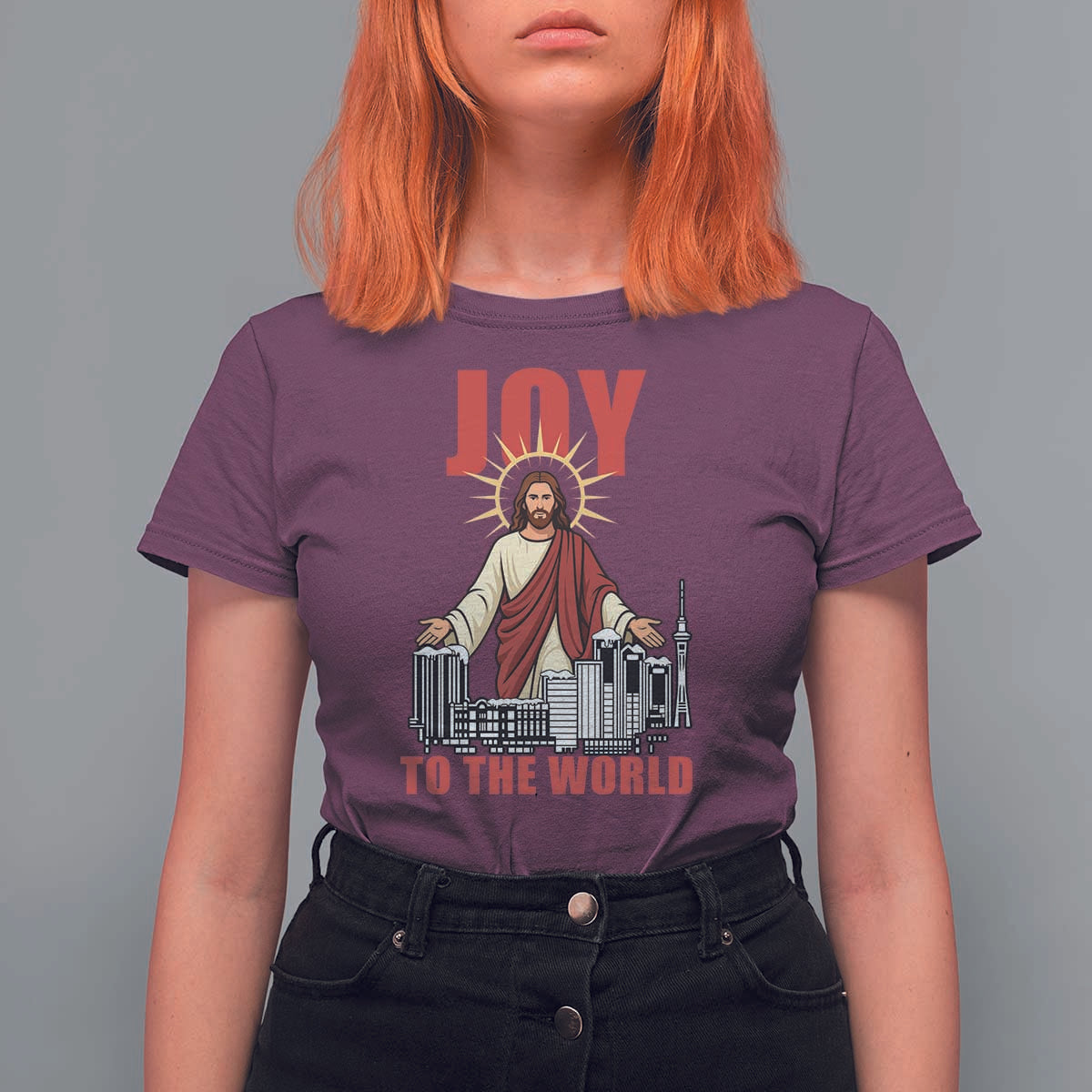 Jesus Christmas T Shirt For Women Joy To The World Christian - Wonder Print Shop