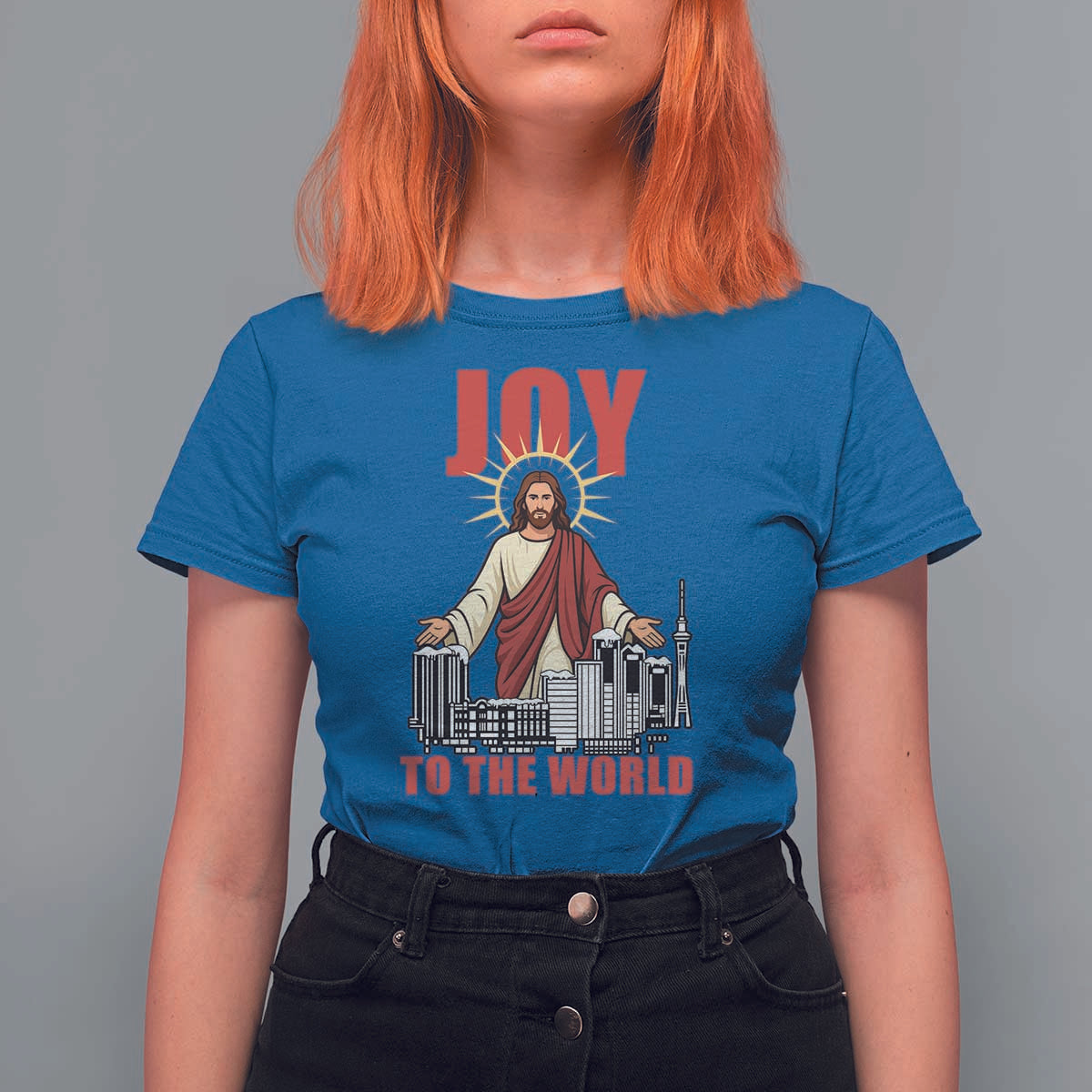 Jesus Christmas T Shirt For Women Joy To The World Christian - Wonder Print Shop