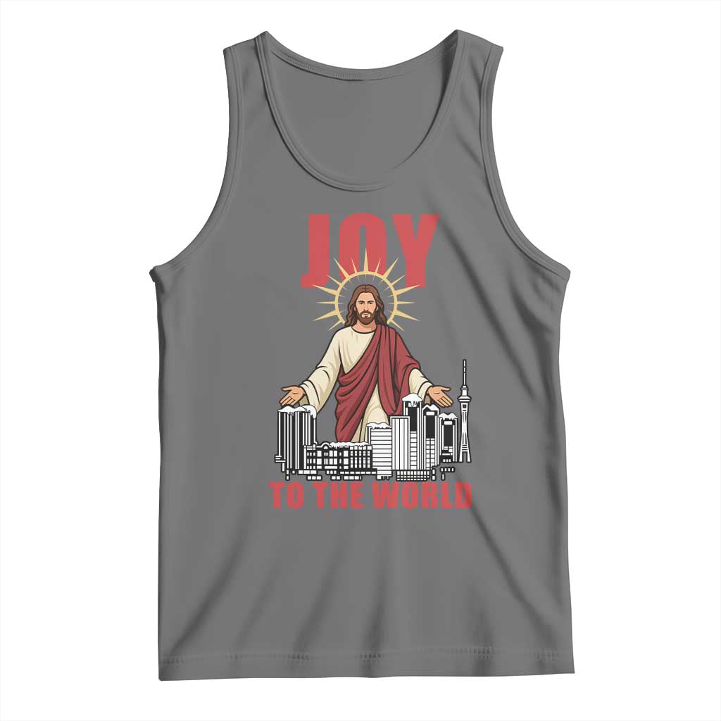 Jesus Christmas Tank Top Joy To The World Christian - Wonder Print Shop