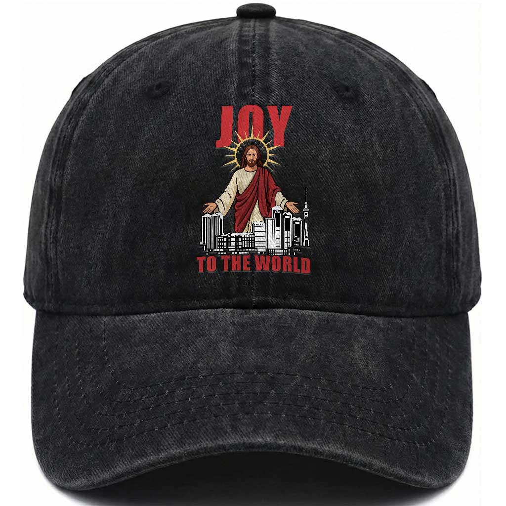 Jesus Christmas Washed Cotton Baseball Cap Joy To The World Christian