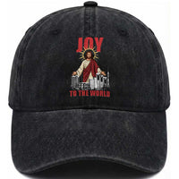 Jesus Christmas Washed Cotton Baseball Cap Joy To The World Christian