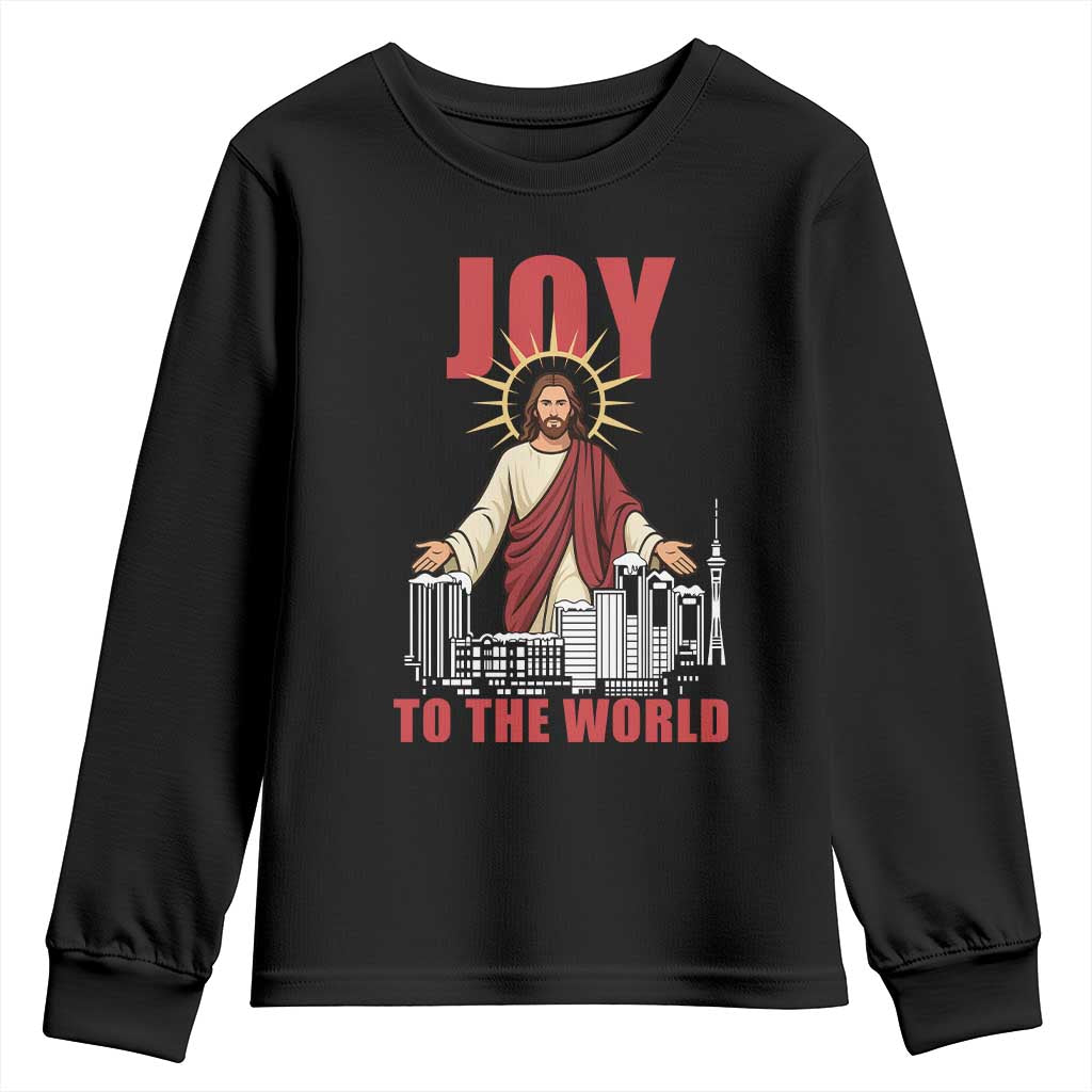 Jesus Christmas Youth Sweatshirt Joy To The World Christian - Wonder Print Shop