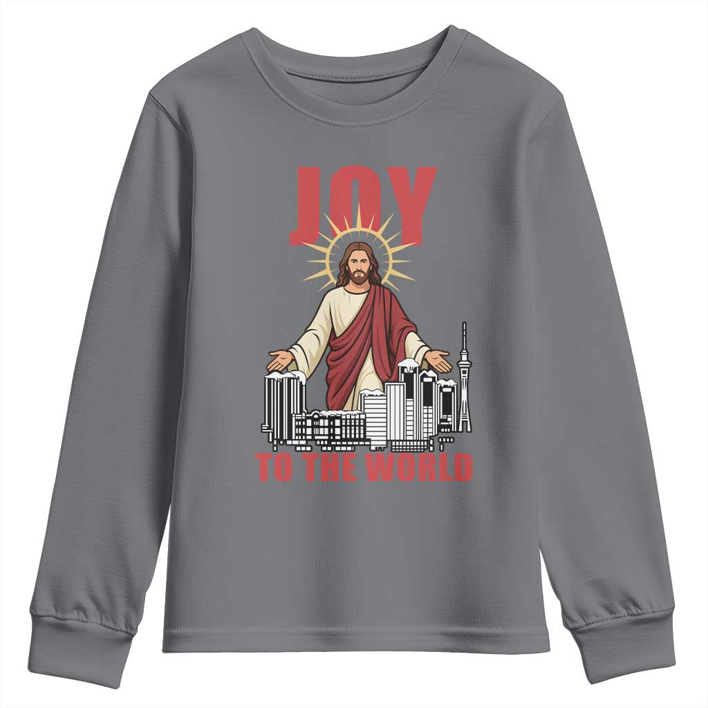 Jesus Christmas Youth Sweatshirt Joy To The World Christian - Wonder Print Shop