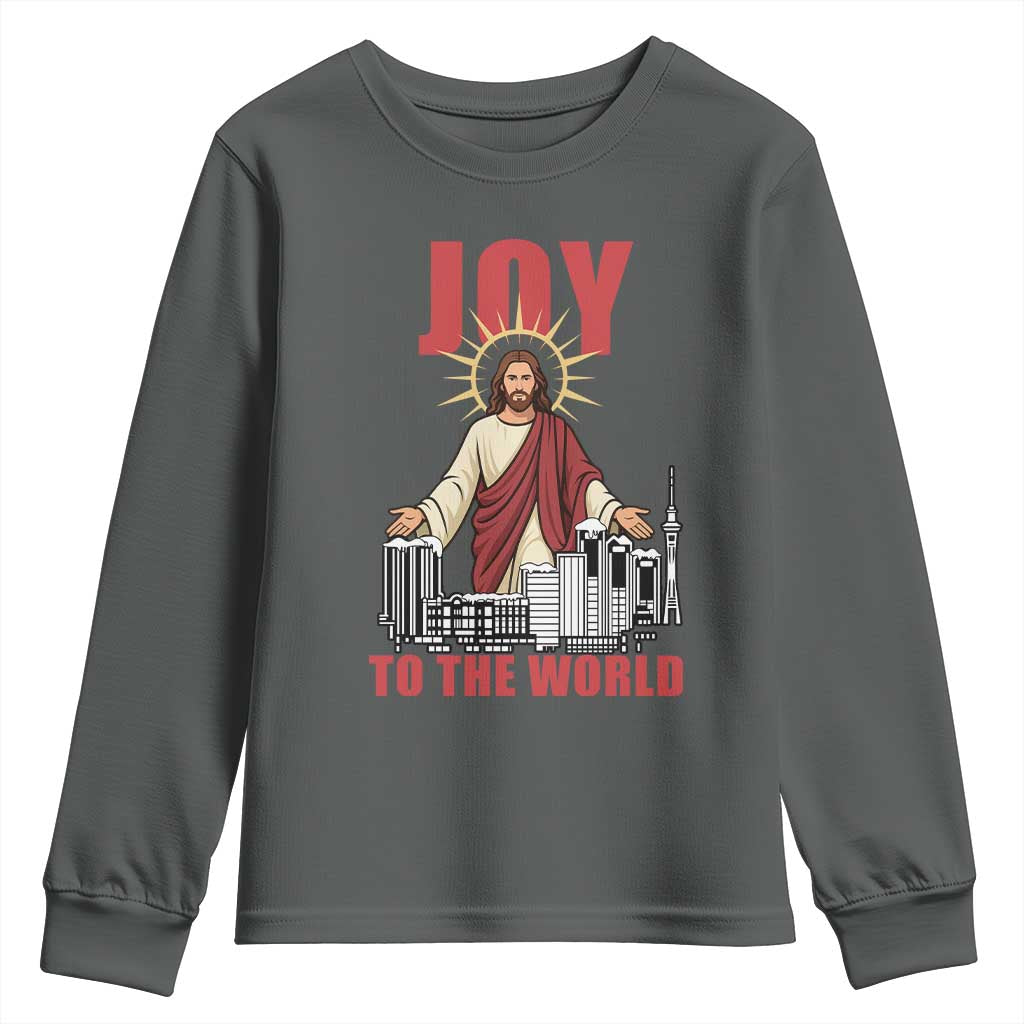 Jesus Christmas Youth Sweatshirt Joy To The World Christian - Wonder Print Shop