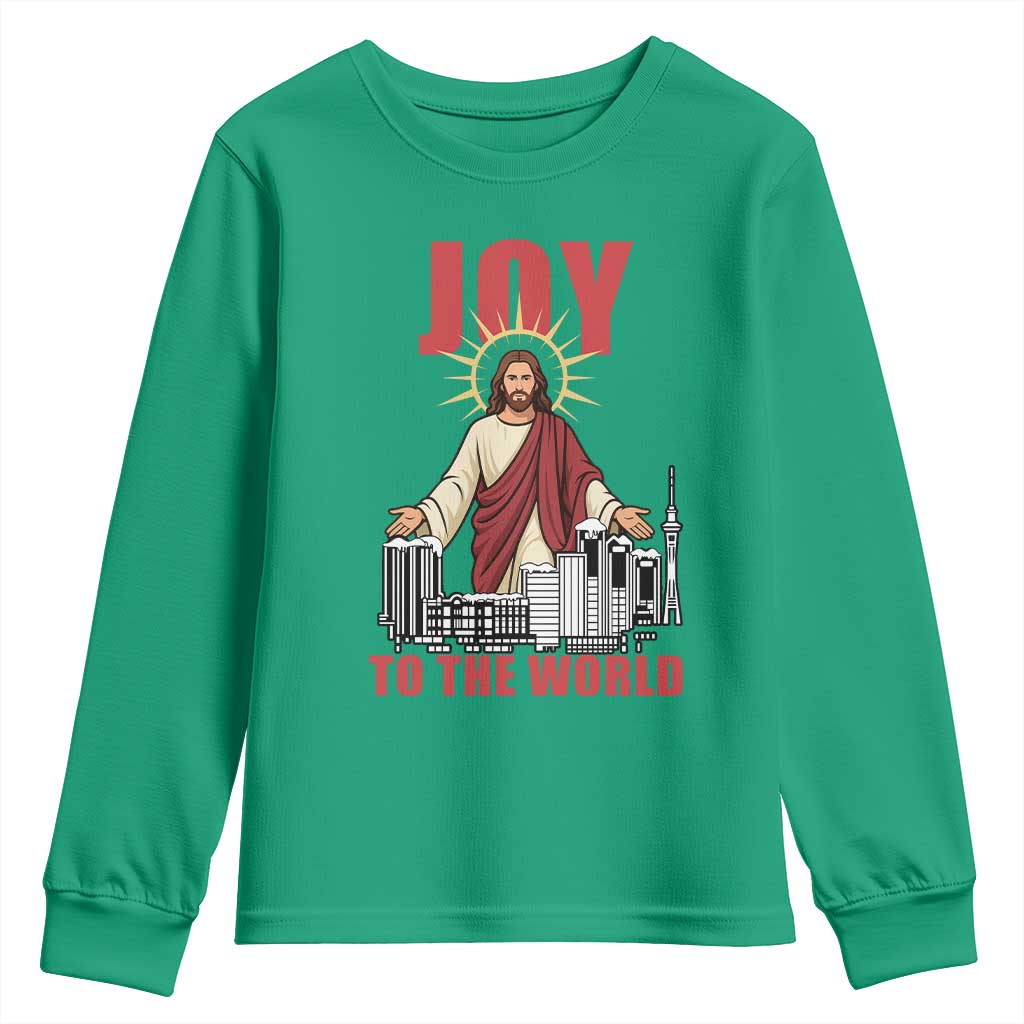 Jesus Christmas Youth Sweatshirt Joy To The World Christian - Wonder Print Shop