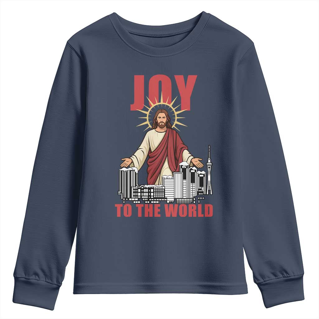 Jesus Christmas Youth Sweatshirt Joy To The World Christian - Wonder Print Shop