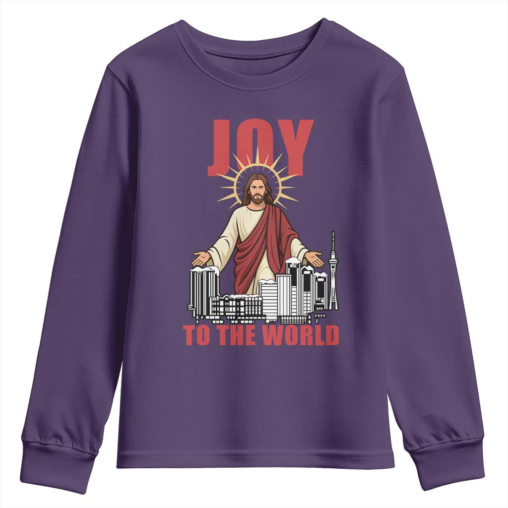 Jesus Christmas Youth Sweatshirt Joy To The World Christian - Wonder Print Shop
