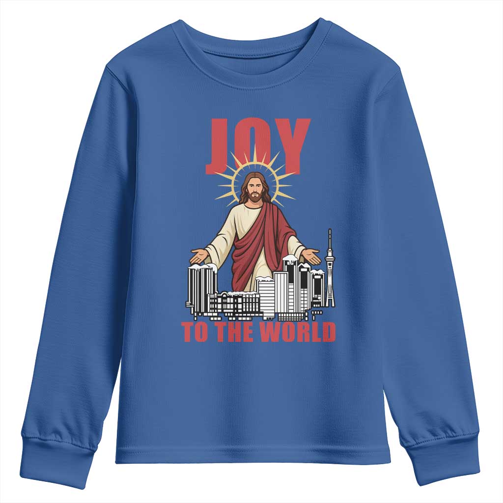 Jesus Christmas Youth Sweatshirt Joy To The World Christian - Wonder Print Shop