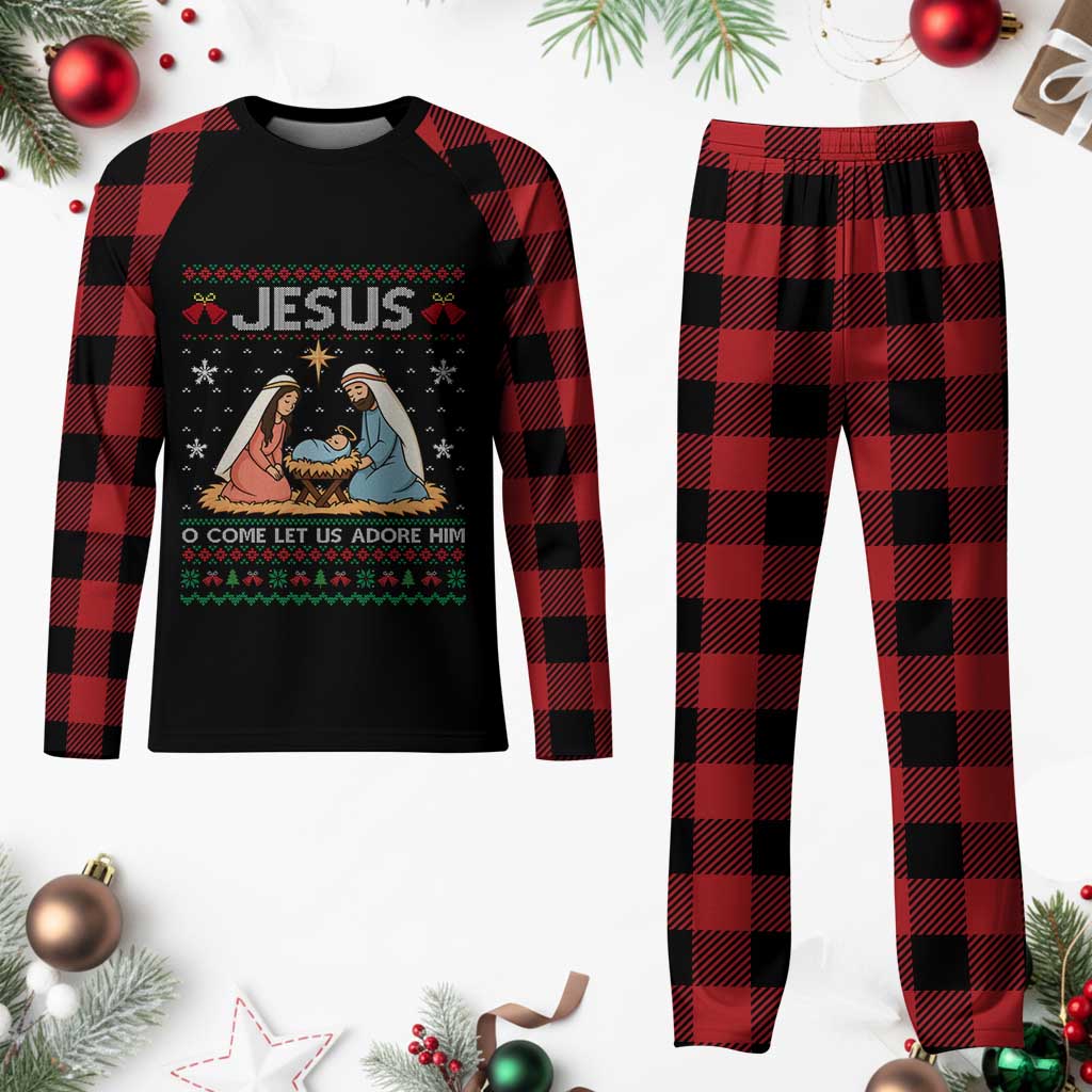 Nativity Scene Christmas Plaid Pajama Set Baby Jesus Christian Xmas - Wonder Print Shop