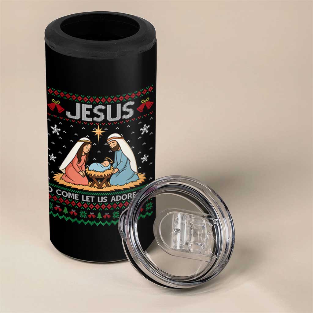 Nativity Scene Christmas 4 in 1 Can Cooler Tumbler Baby Jesus Christian Xmas - Wonder Print Shop