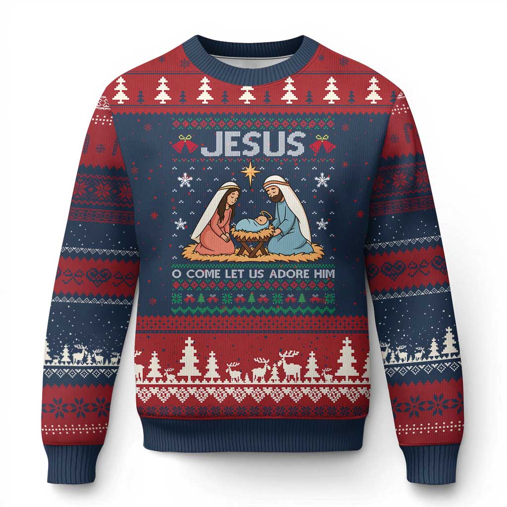 Nativity Scene Xmas Ugly Christmas Sweater Baby Jesus Christian Xmas - Wonder Print Shop