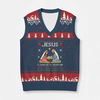 Nativity Scene Xmas V-Neck Knit Sweater Vest Baby Jesus Christian Xmas - Wonder Print Shop