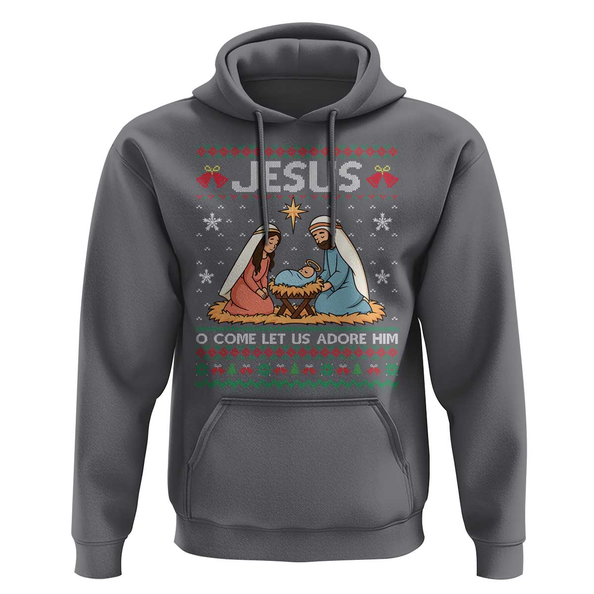 Nativity Scene Christmas Hoodie Baby Jesus Christian Xmas - Wonder Print Shop