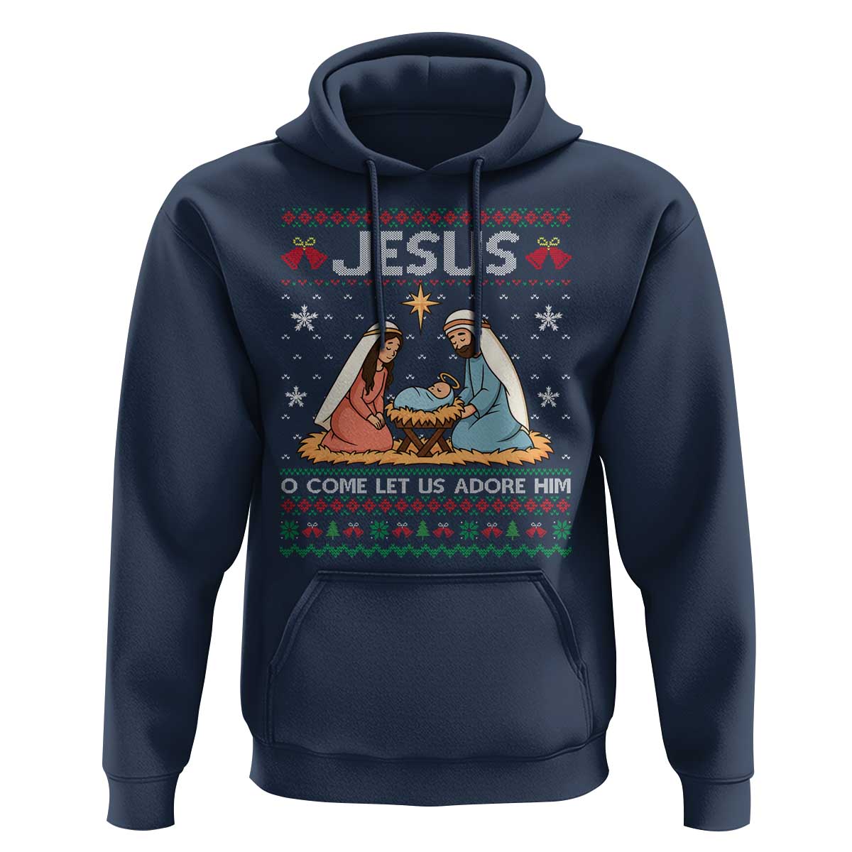 Nativity Scene Christmas Hoodie Baby Jesus Christian Xmas - Wonder Print Shop
