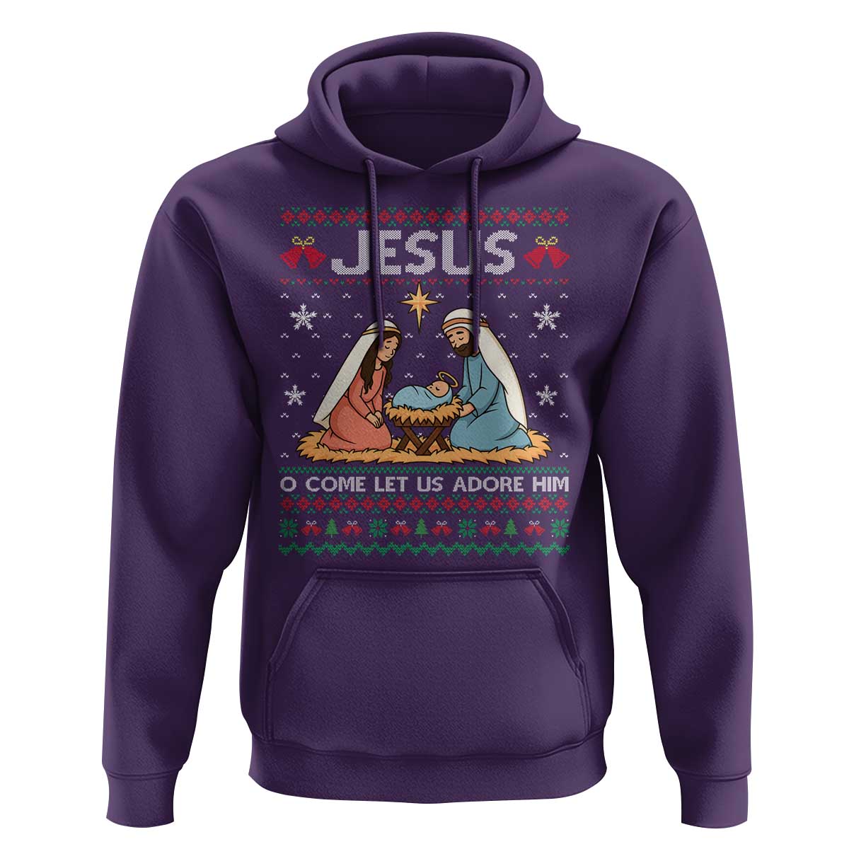 Nativity Scene Christmas Hoodie Baby Jesus Christian Xmas - Wonder Print Shop