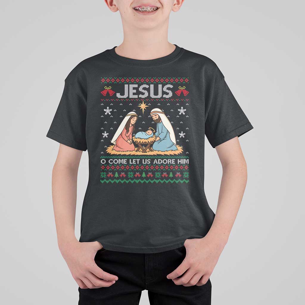 Nativity Scene Christmas T Shirt For Kid Baby Jesus Christian Xmas - Wonder Print Shop