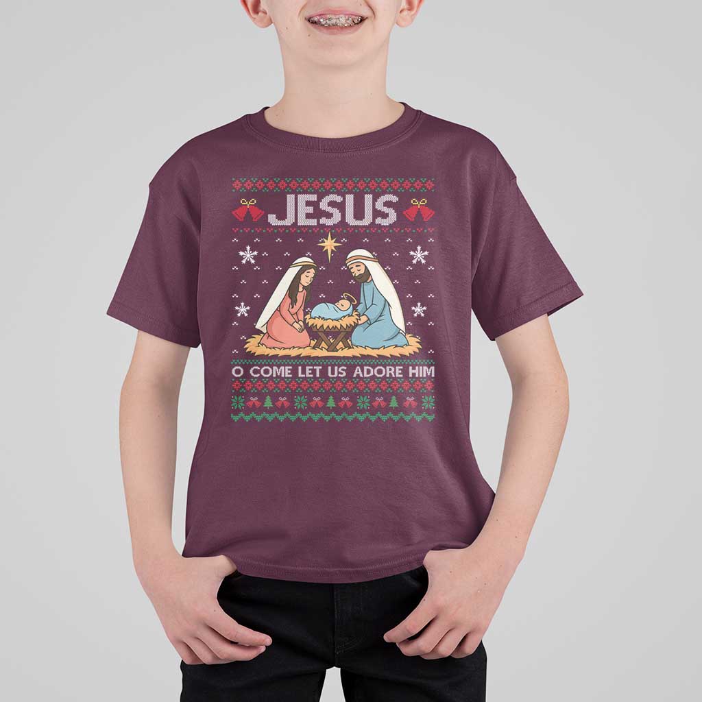 Nativity Scene Christmas T Shirt For Kid Baby Jesus Christian Xmas - Wonder Print Shop