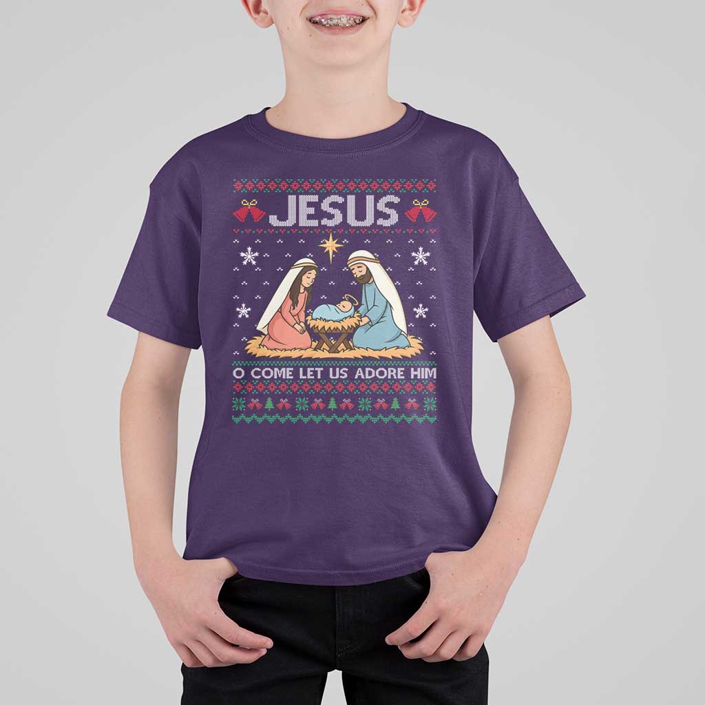 Nativity Scene Christmas T Shirt For Kid Baby Jesus Christian Xmas - Wonder Print Shop