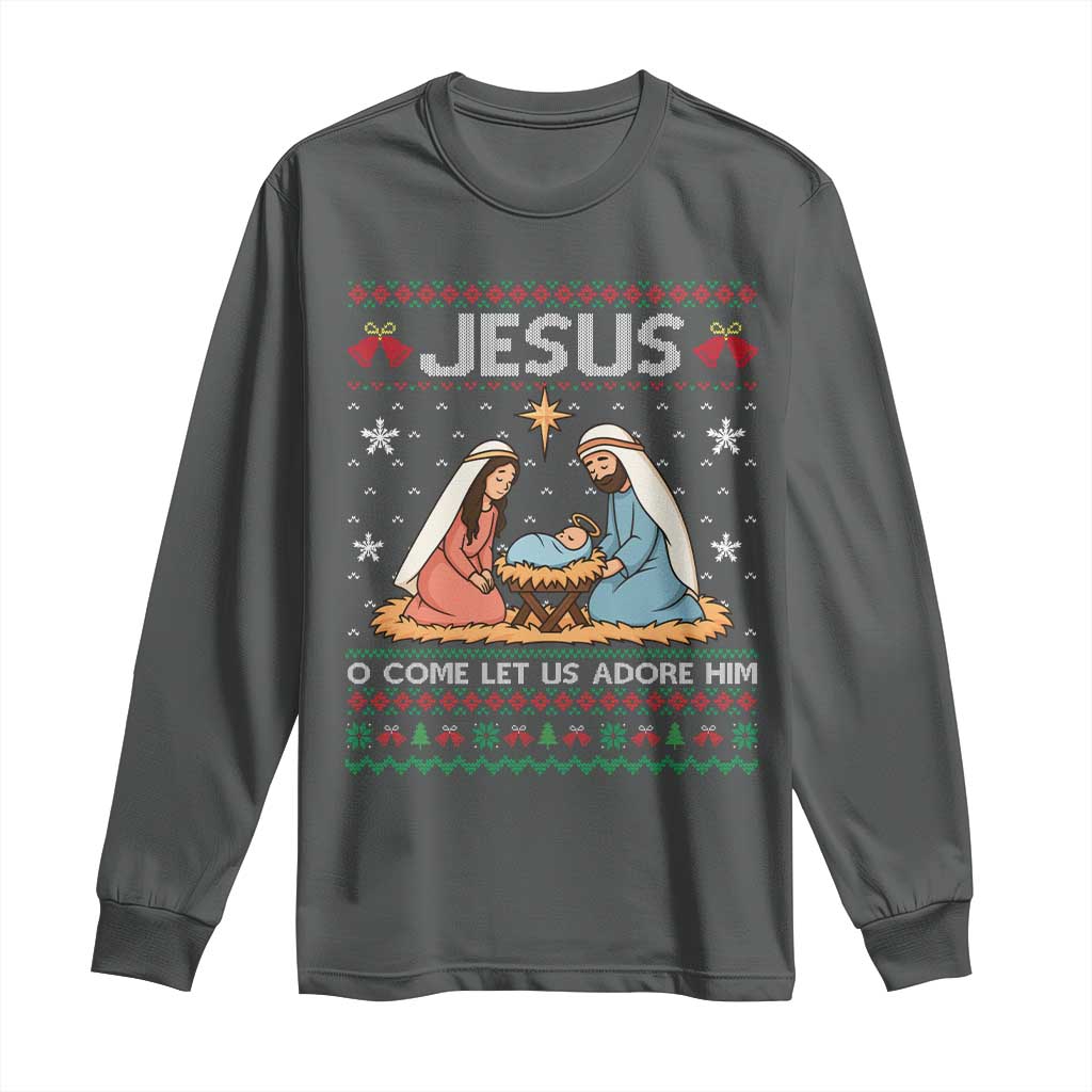 Nativity Scene Christmas Long Sleeve Shirt Baby Jesus Christian Xmas - Wonder Print Shop