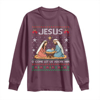 Nativity Scene Christmas Long Sleeve Shirt Baby Jesus Christian Xmas - Wonder Print Shop