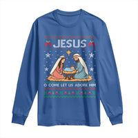 Nativity Scene Christmas Long Sleeve Shirt Baby Jesus Christian Xmas - Wonder Print Shop