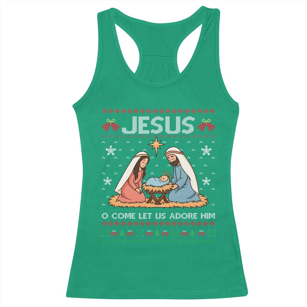 Nativity Scene Christmas Racerback Tank Top Baby Jesus Christian Xmas - Wonder Print Shop