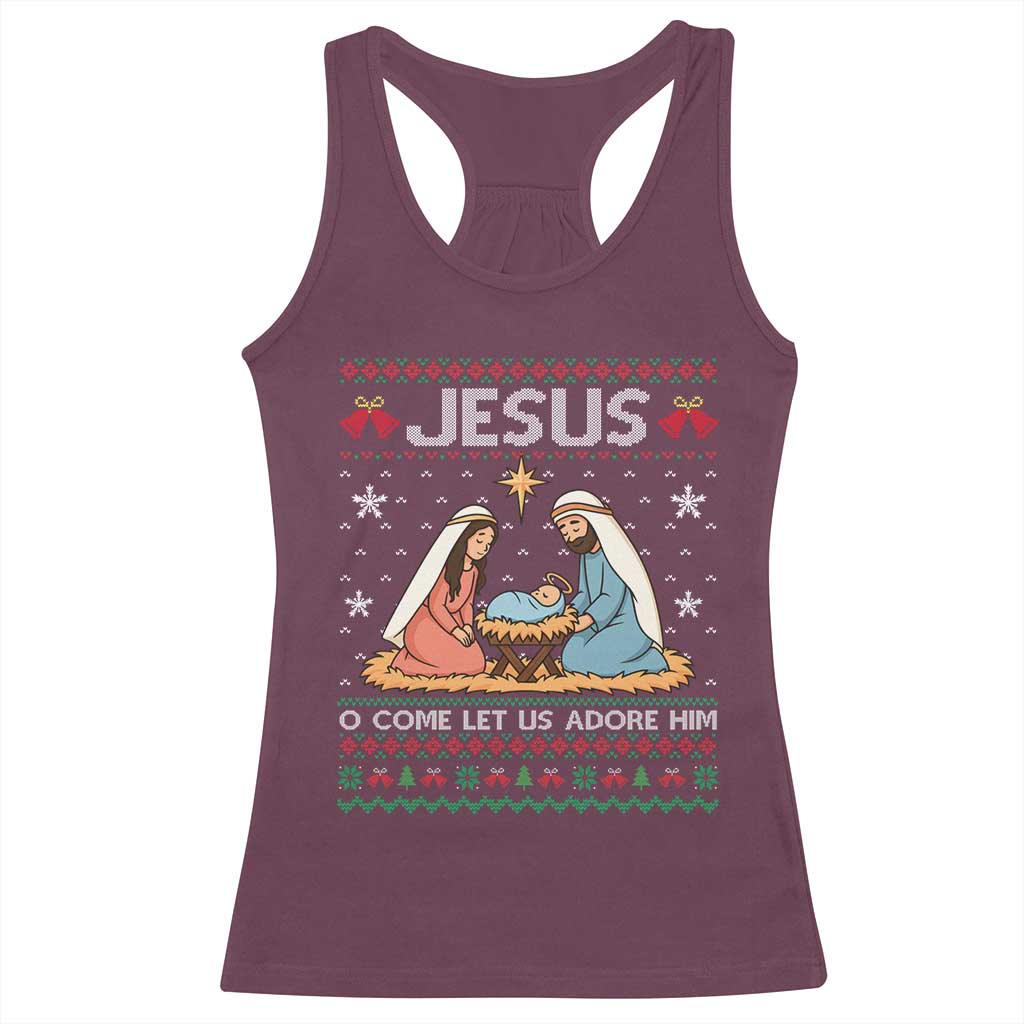 Nativity Scene Christmas Racerback Tank Top Baby Jesus Christian Xmas - Wonder Print Shop