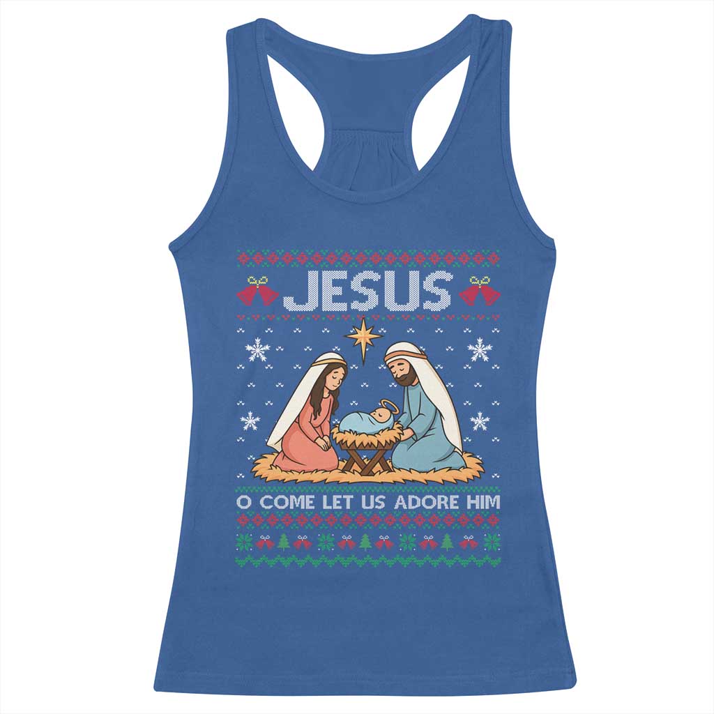 Nativity Scene Christmas Racerback Tank Top Baby Jesus Christian Xmas - Wonder Print Shop