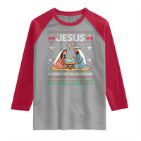 Nativity Scene Christmas Raglan Shirt Baby Jesus Christian Xmas - Wonder Print Shop
