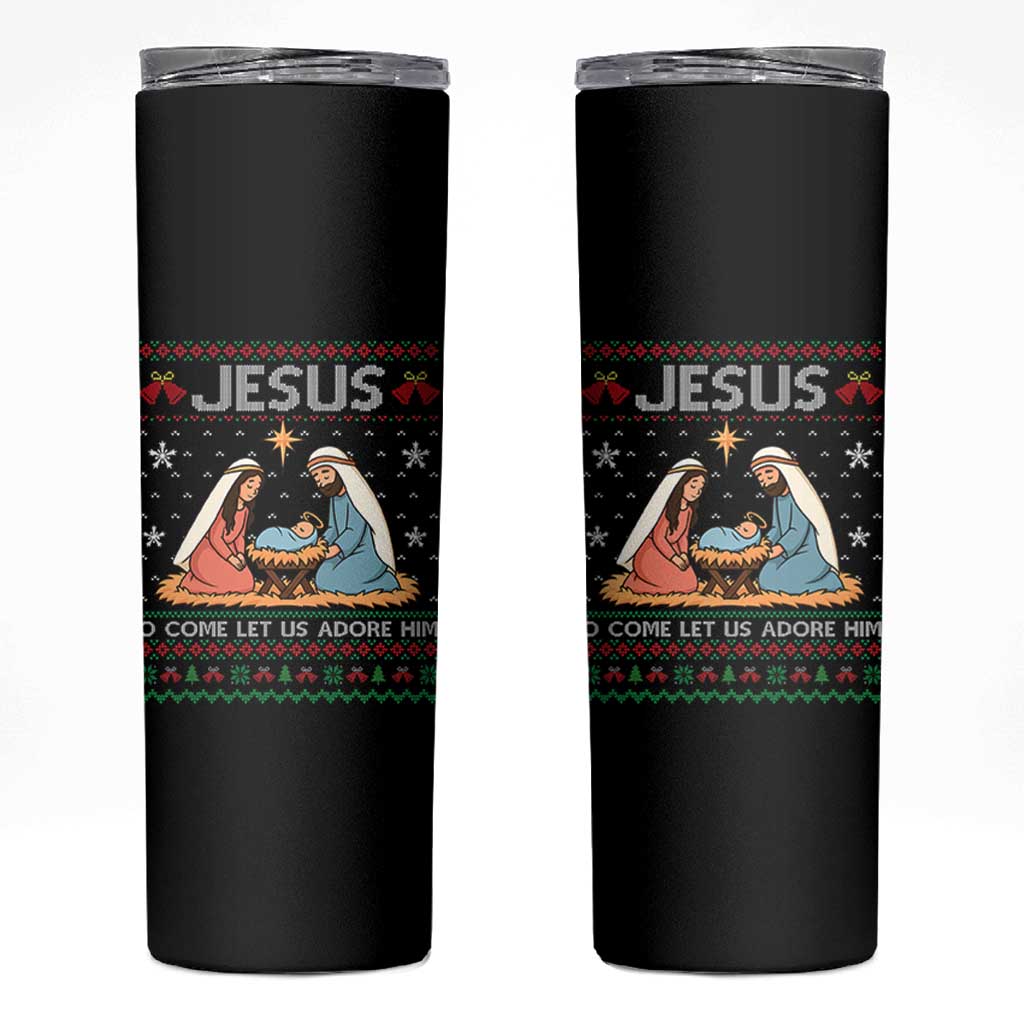 Nativity Scene Christmas Skinny Tumbler Baby Jesus Christian Xmas - Wonder Print Shop