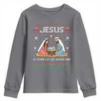 Nativity Scene Christmas Youth Sweatshirt Baby Jesus Christian Xmas - Wonder Print Shop