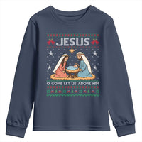 Nativity Scene Christmas Youth Sweatshirt Baby Jesus Christian Xmas - Wonder Print Shop