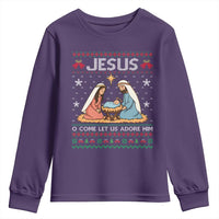 Nativity Scene Christmas Youth Sweatshirt Baby Jesus Christian Xmas - Wonder Print Shop