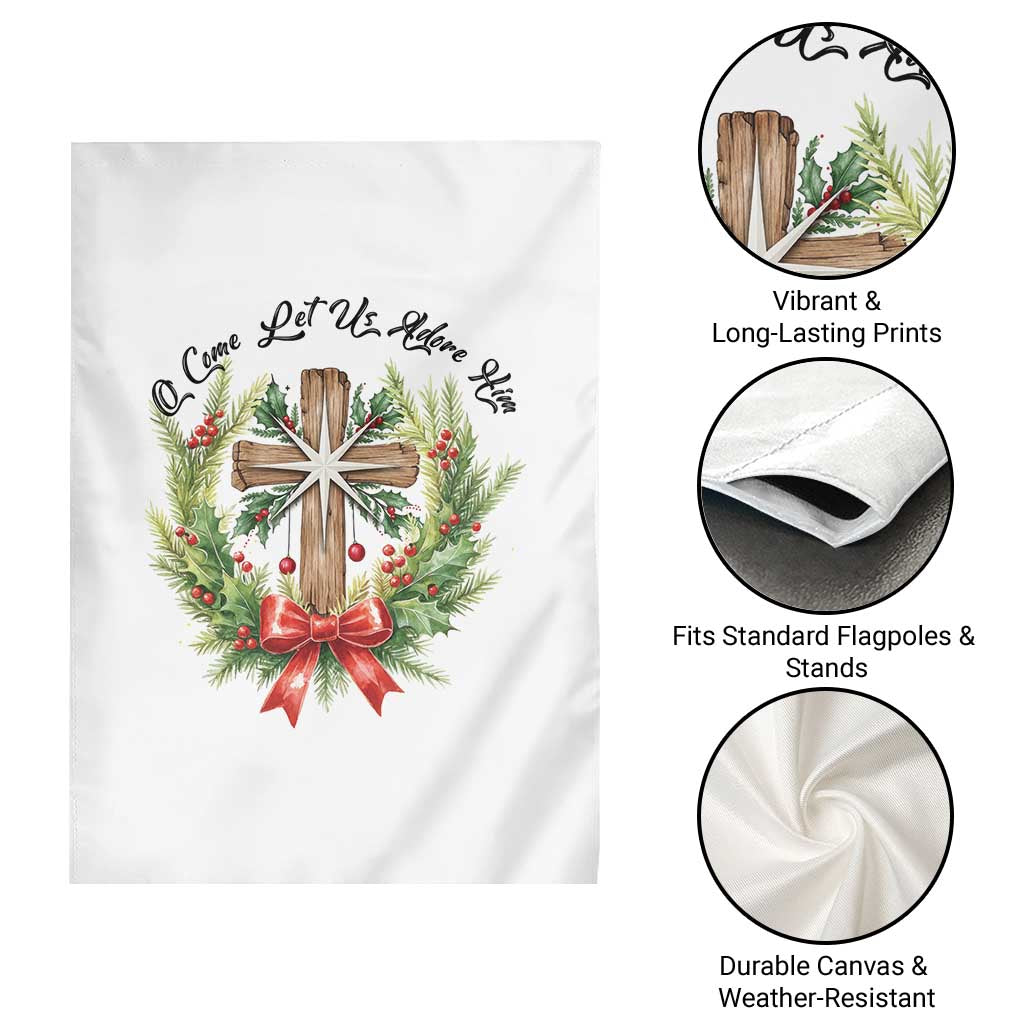 Cross Christmas Garden Flag O Come Let Us Adove Him - Wonder Print Shop