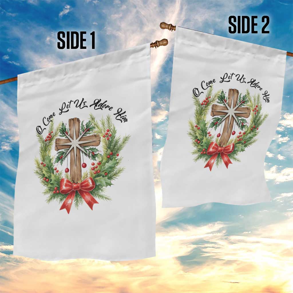 Cross Christmas Garden Flag O Come Let Us Adove Him - Wonder Print Shop