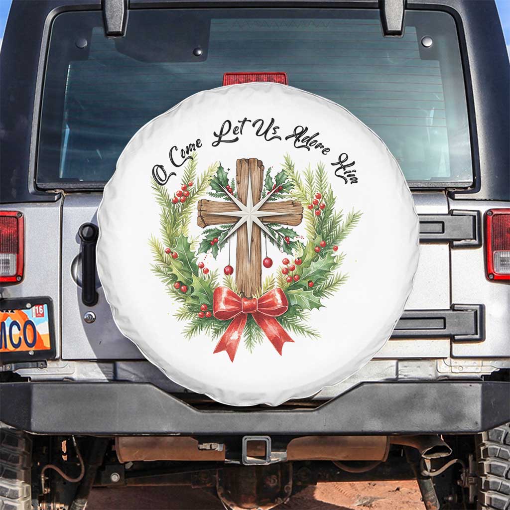 Cross Christmas Spare Tire Cover O Come Let Us Adove Him - Wonder Print Shop
