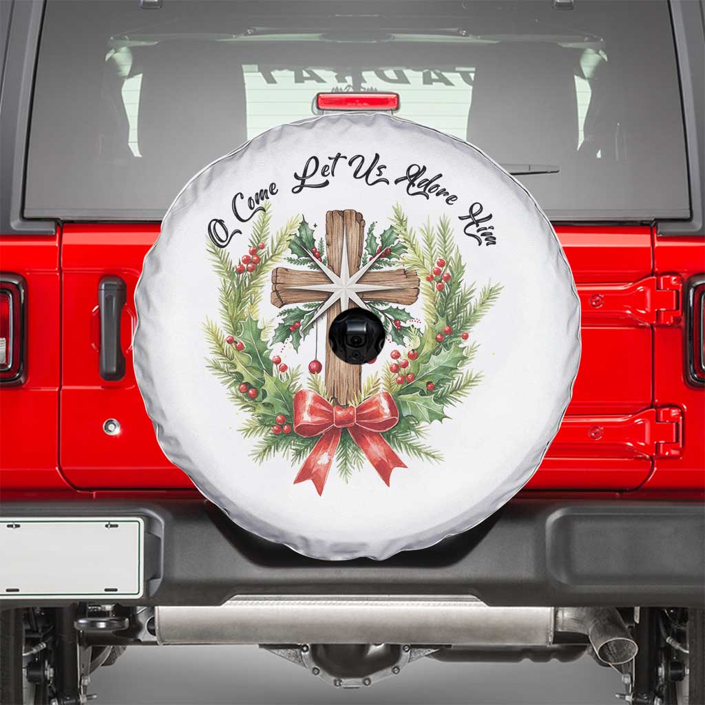 Cross Christmas Spare Tire Cover O Come Let Us Adove Him - Wonder Print Shop