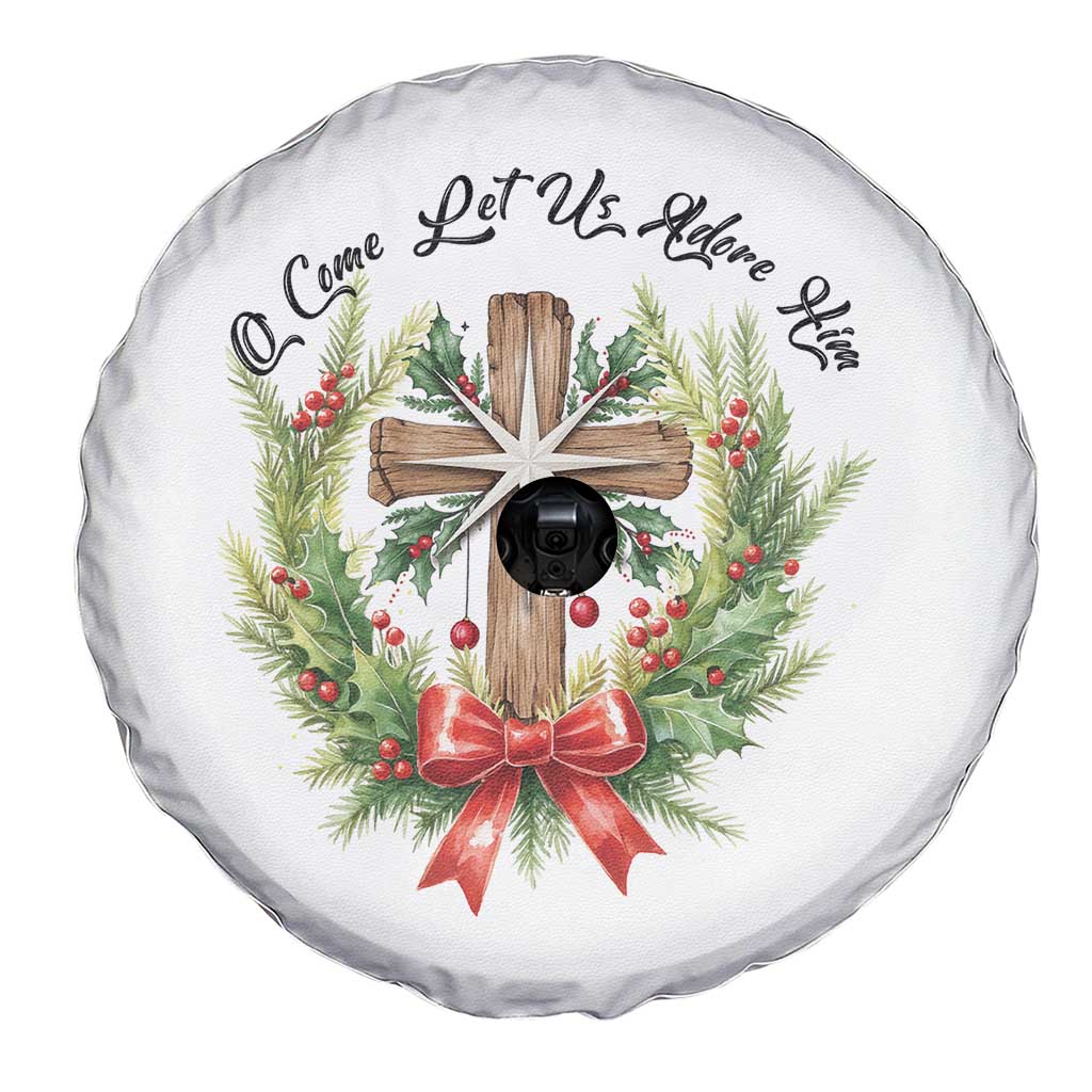 Cross Christmas Spare Tire Cover O Come Let Us Adove Him - Wonder Print Shop