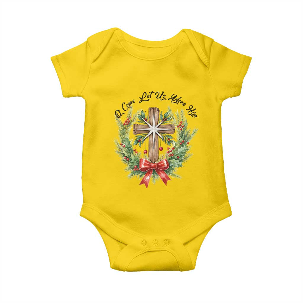 Cross Christmas Baby Onesie O Come Let Us Adove Him - Wonder Print Shop