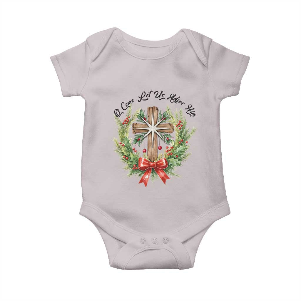 Cross Christmas Baby Onesie O Come Let Us Adove Him - Wonder Print Shop