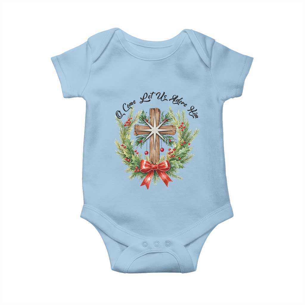 Cross Christmas Baby Onesie O Come Let Us Adove Him - Wonder Print Shop