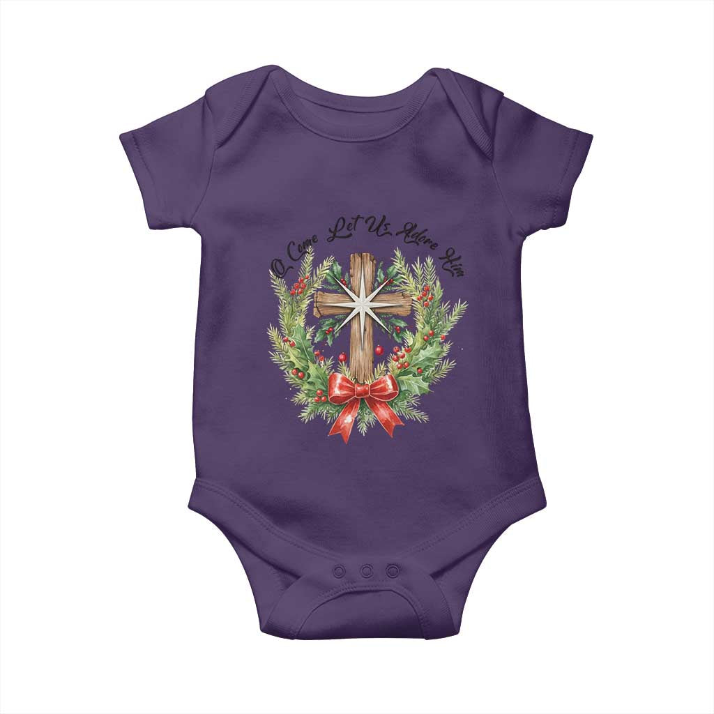 Cross Christmas Baby Onesie O Come Let Us Adove Him - Wonder Print Shop