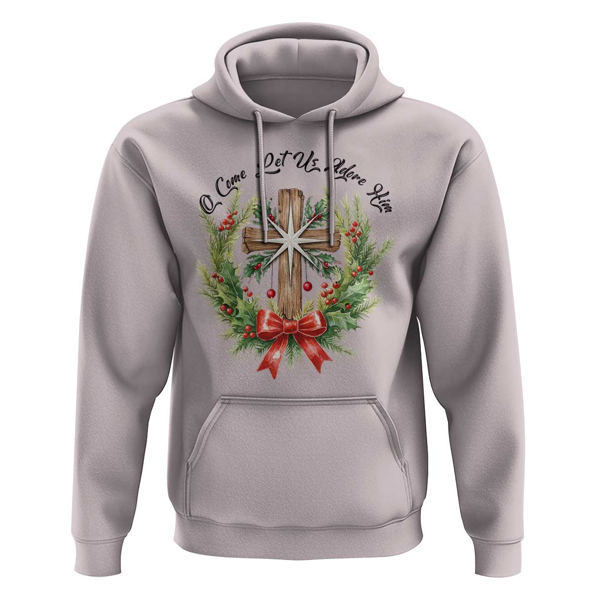 Cross Christmas Hoodie O Come Let Us Adove Him - Wonder Print Shop