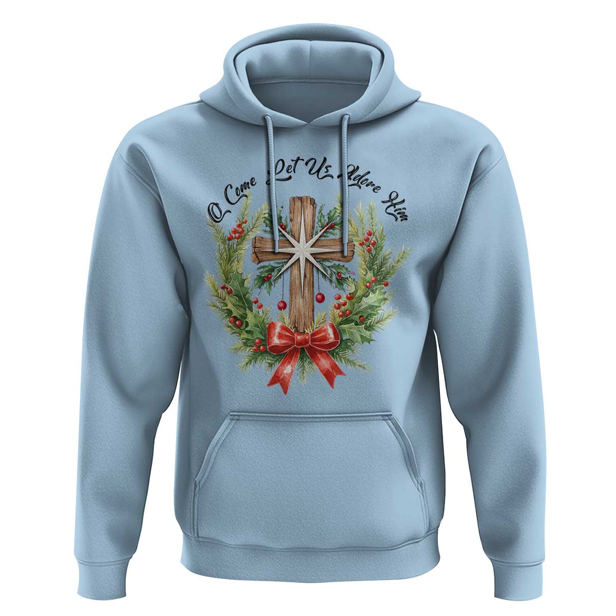 Cross Christmas Hoodie O Come Let Us Adove Him - Wonder Print Shop
