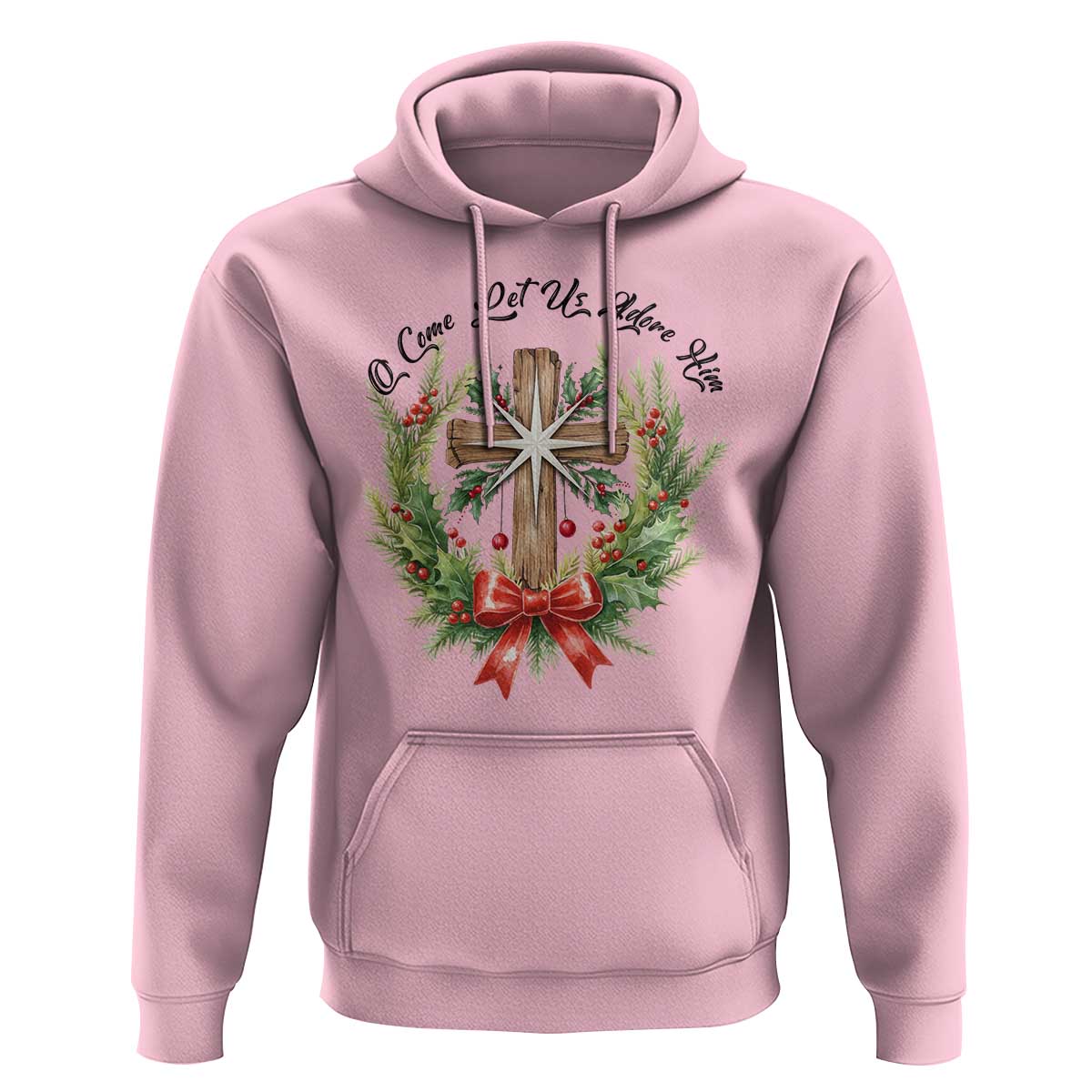 Cross Christmas Hoodie O Come Let Us Adove Him - Wonder Print Shop