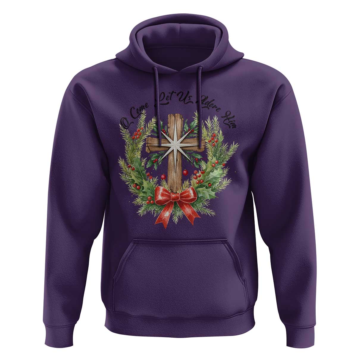 Cross Christmas Hoodie O Come Let Us Adove Him - Wonder Print Shop