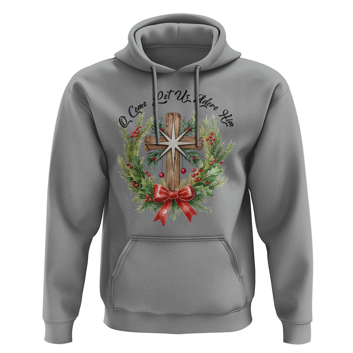 Cross Christmas Hoodie O Come Let Us Adove Him - Wonder Print Shop